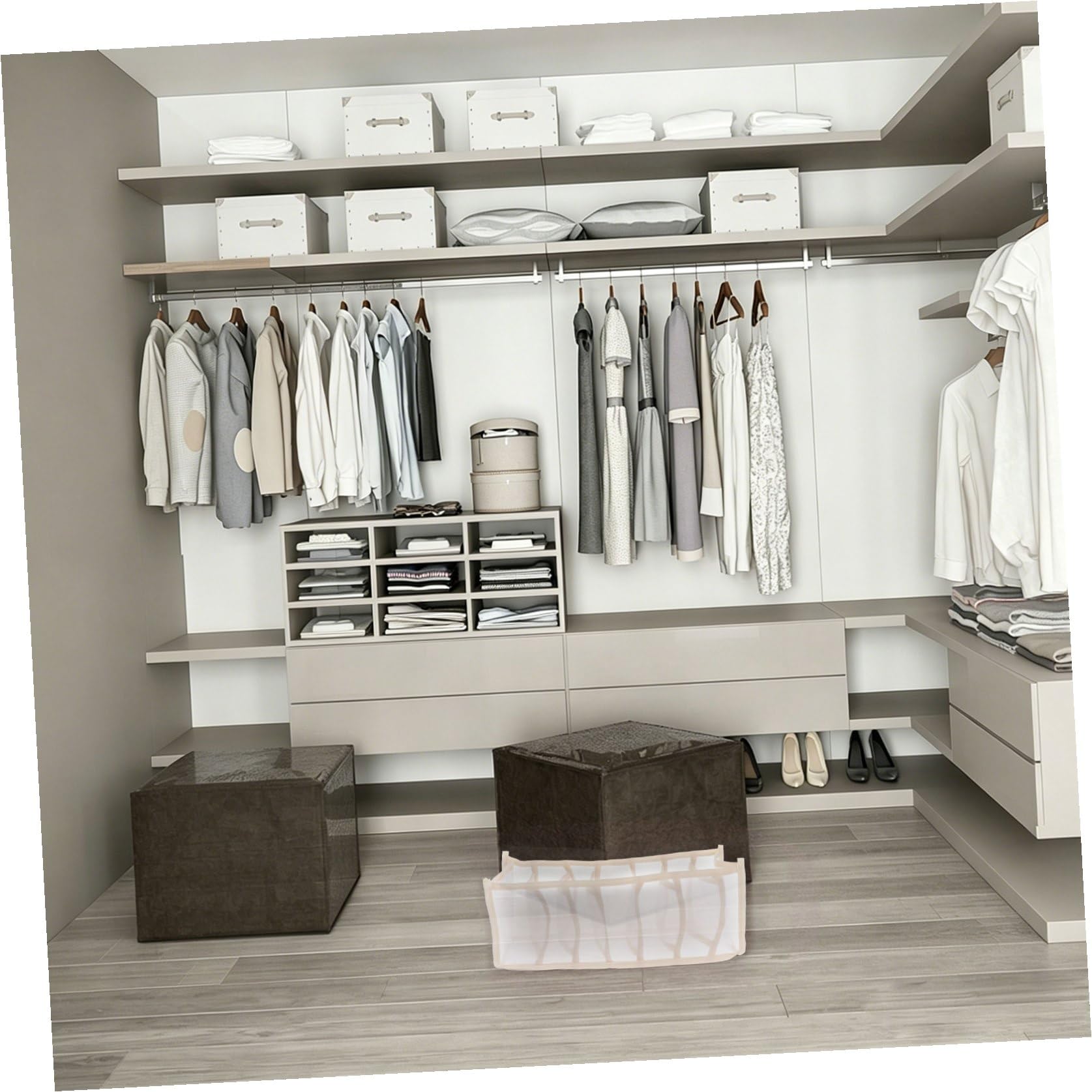 Générique Bac de Rangement pour Sous-vêtements en Nylon Beige 7 Compartiments, Plateau de Rangement Pratique pour Chaussettes et Lingerie, pour Tiroirs Organisés