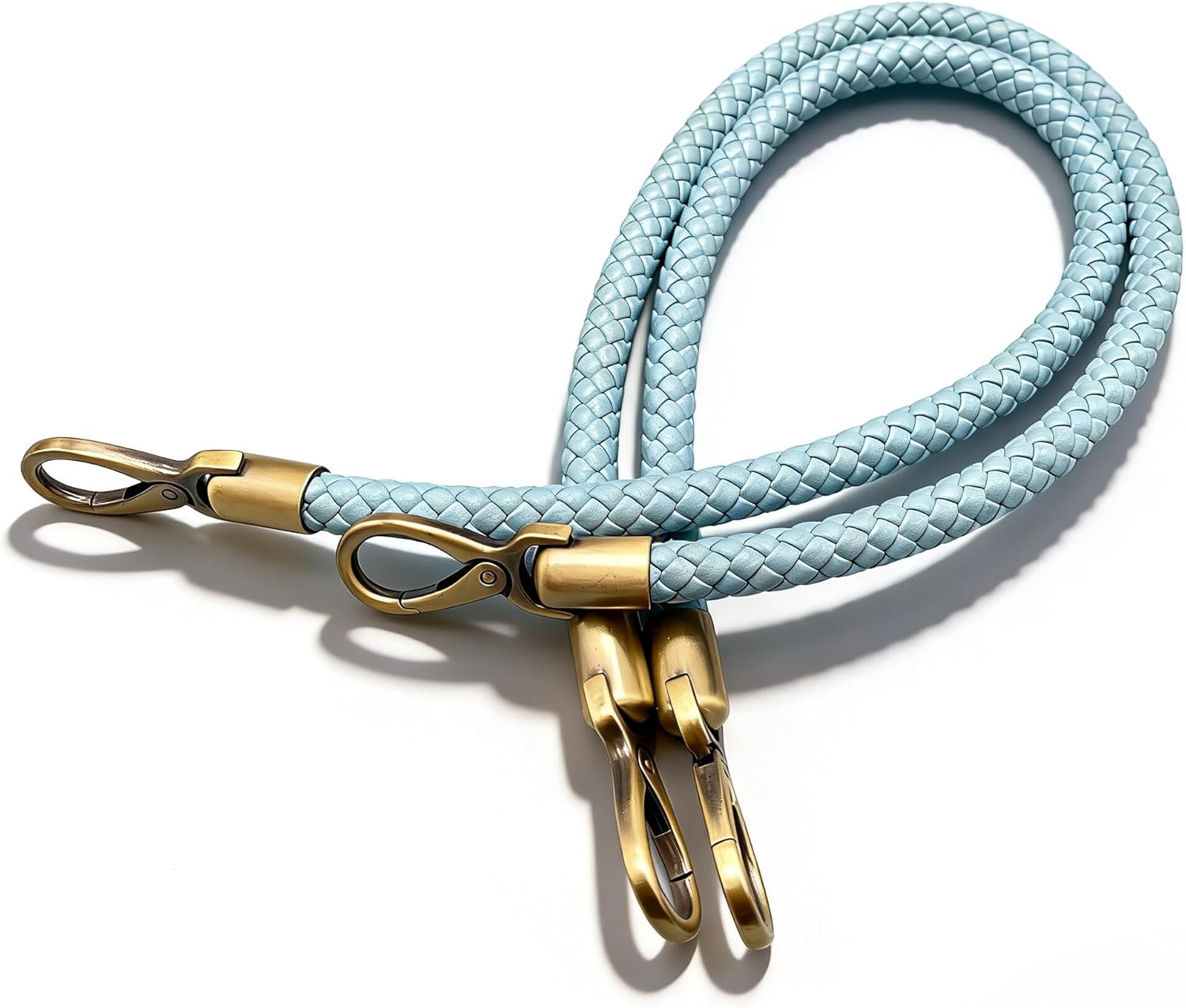 3dancraftit A Pair of Crochet Braided Faux PU Leather cope Bag Purse Handles with Nickel Hooks Purse Making Replacement 25" / 63.5cm Mat Purple T186