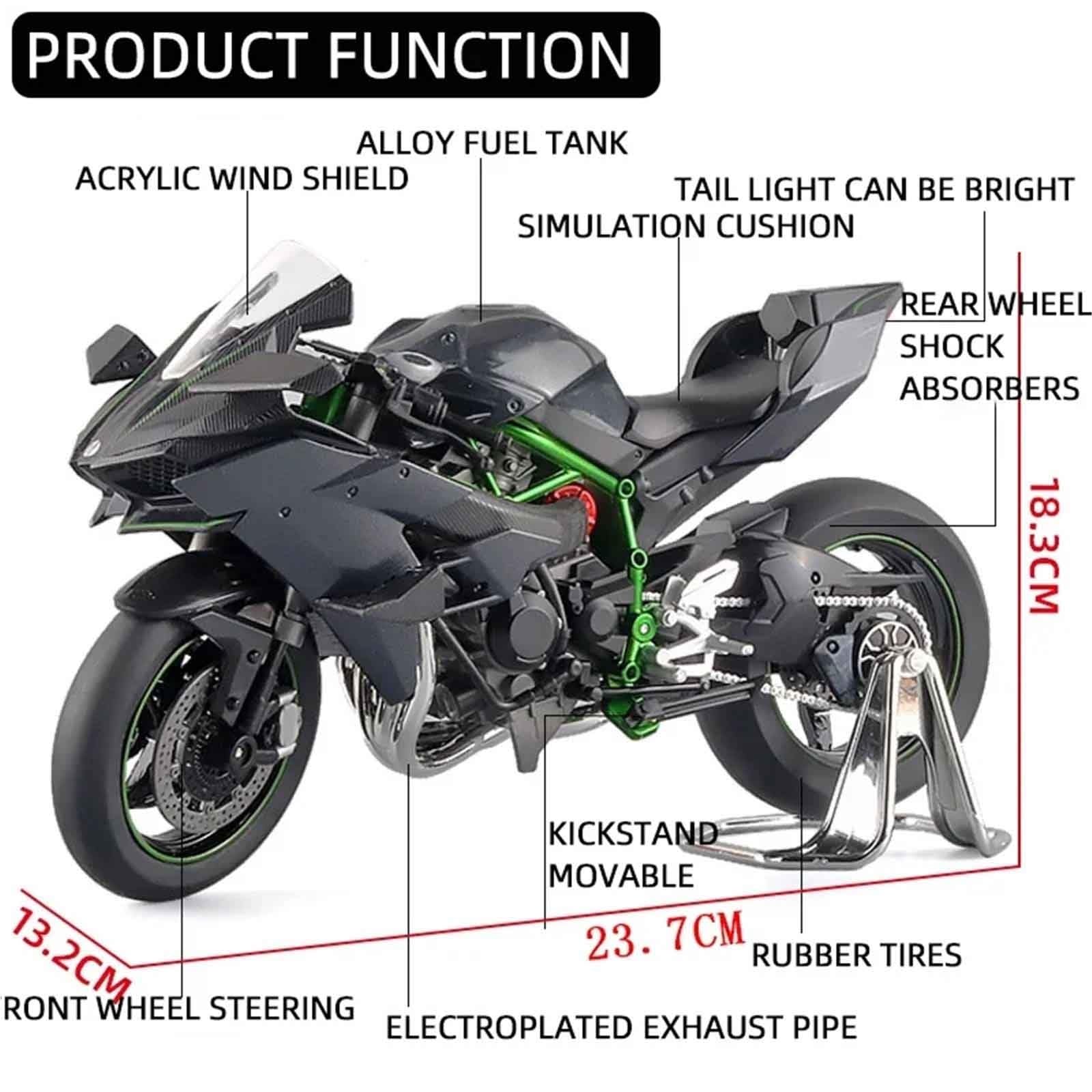 Per Kawasaki Per Ninja H2R H2 Modello Di Moto In Lega Suono E Luce Del Grande Pressofuso 1:9