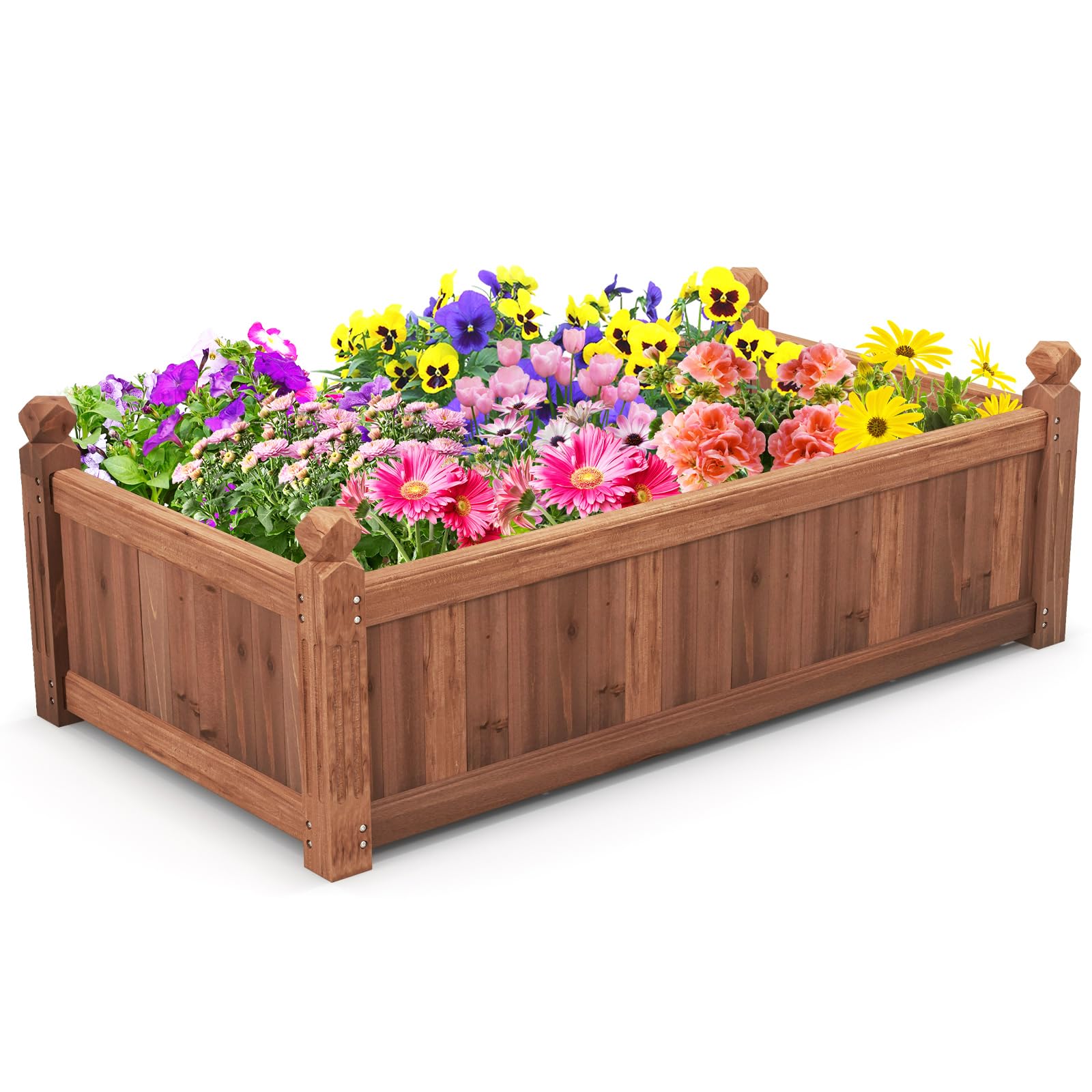 GiantexUK Wooden Garden Planter (Brown, 117x59x40cm)