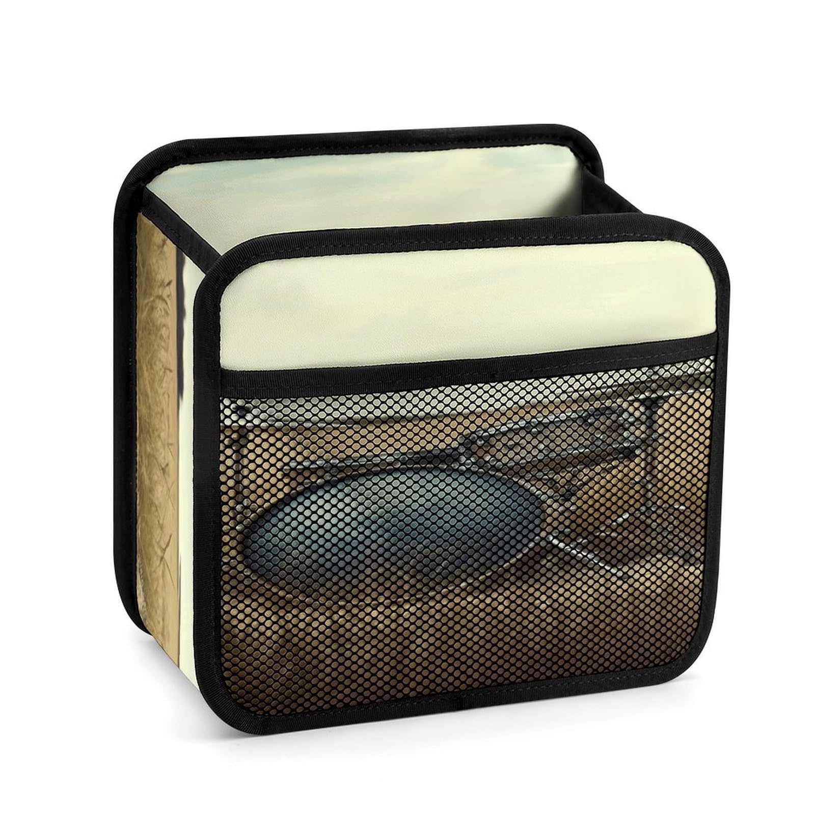 FekiLoot Music Drum in Field Backseat Car Organizer - Premium PU Leather Hanging Car Seat Organizer with Storage Mesh Pockets, Large Capacity Car Backseat Organizer Travel Accessories