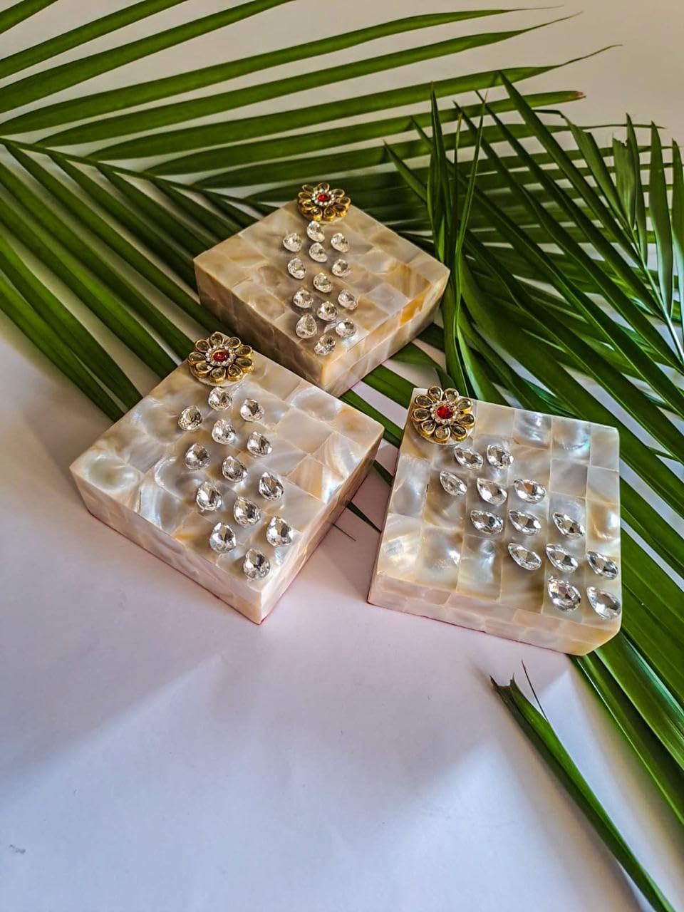 Home Storiee Decorative Mother of Pearl Coin Box - 2 x 2 Inch - Single Coin Ginni Box, Silver Coin Dibbi, Return Gift Sikka Box - Pack of 1-image-16