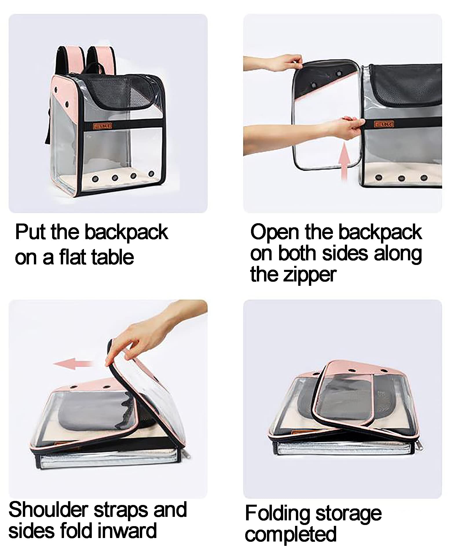 NUEVO Mochila panorámica transpirable para mascotas transparente con doble hombro espacio cápsula bolsa para gatos que salga bolsa portátil para mascotas (azul marino)