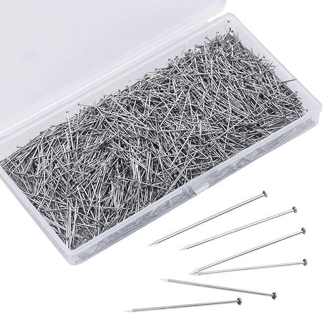 2000 Pcs Silver Head Pins Stainless Steel Pin Fine Satin Pin Dressmaker Pins Sewing Pins Straight Quilting Pins Flower Bouquet Pins with a Box for Jewelry Making Sewing Craft Project (0.6 * 26 mm)
