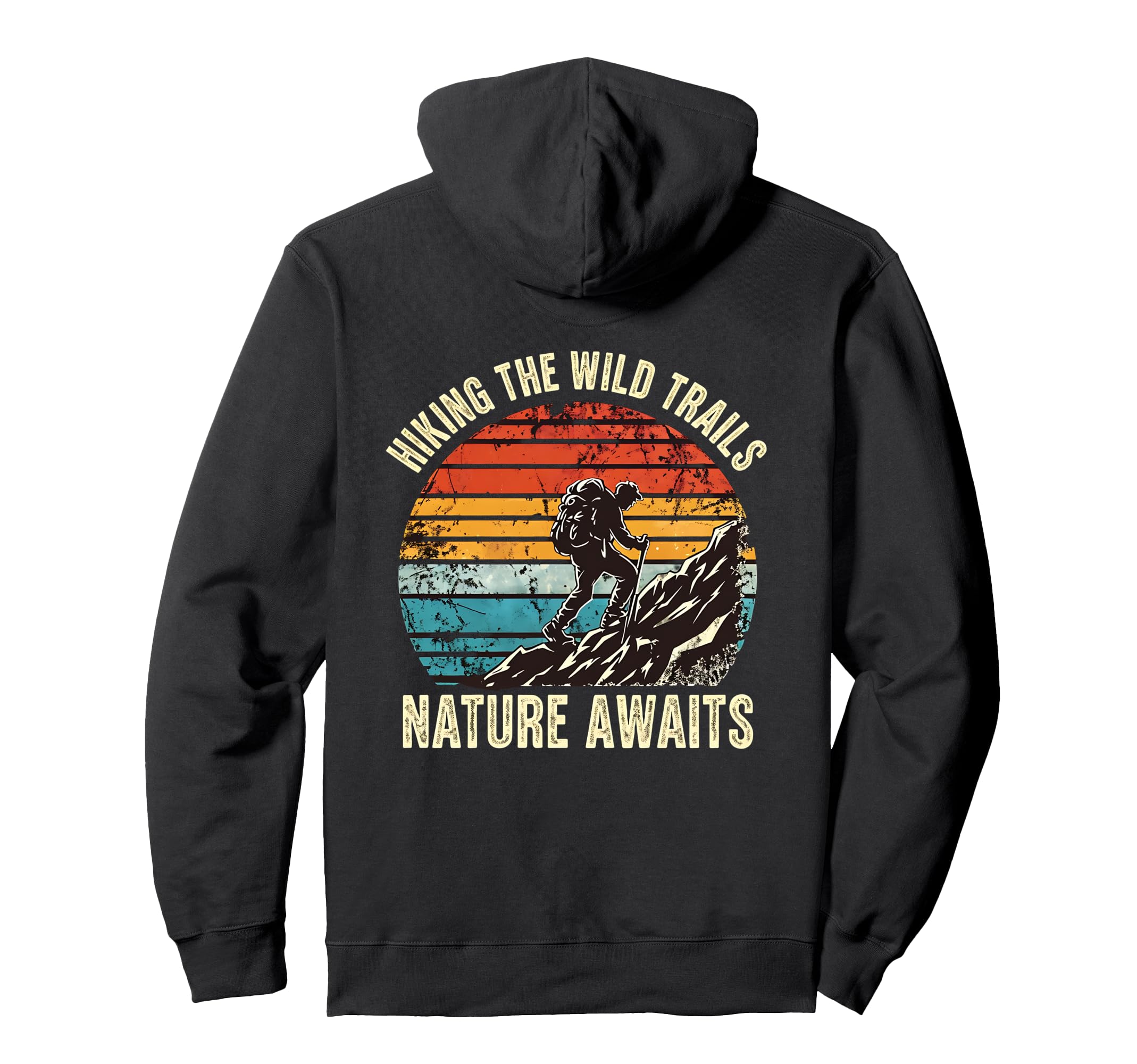 Hiking Hiker Walking Climbing Outdoor Trail Forest Pullover Hoodie, Black