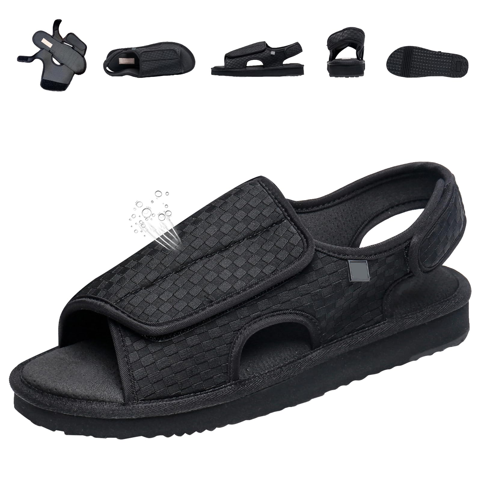Sandali Uomo Pantofole Diabetiche Donna, Regolabili Larghe Scarpe, Sandali da Donna Traspirante, Antiscivolo Comode Scarpe di Riabilitazione per gli Anziani