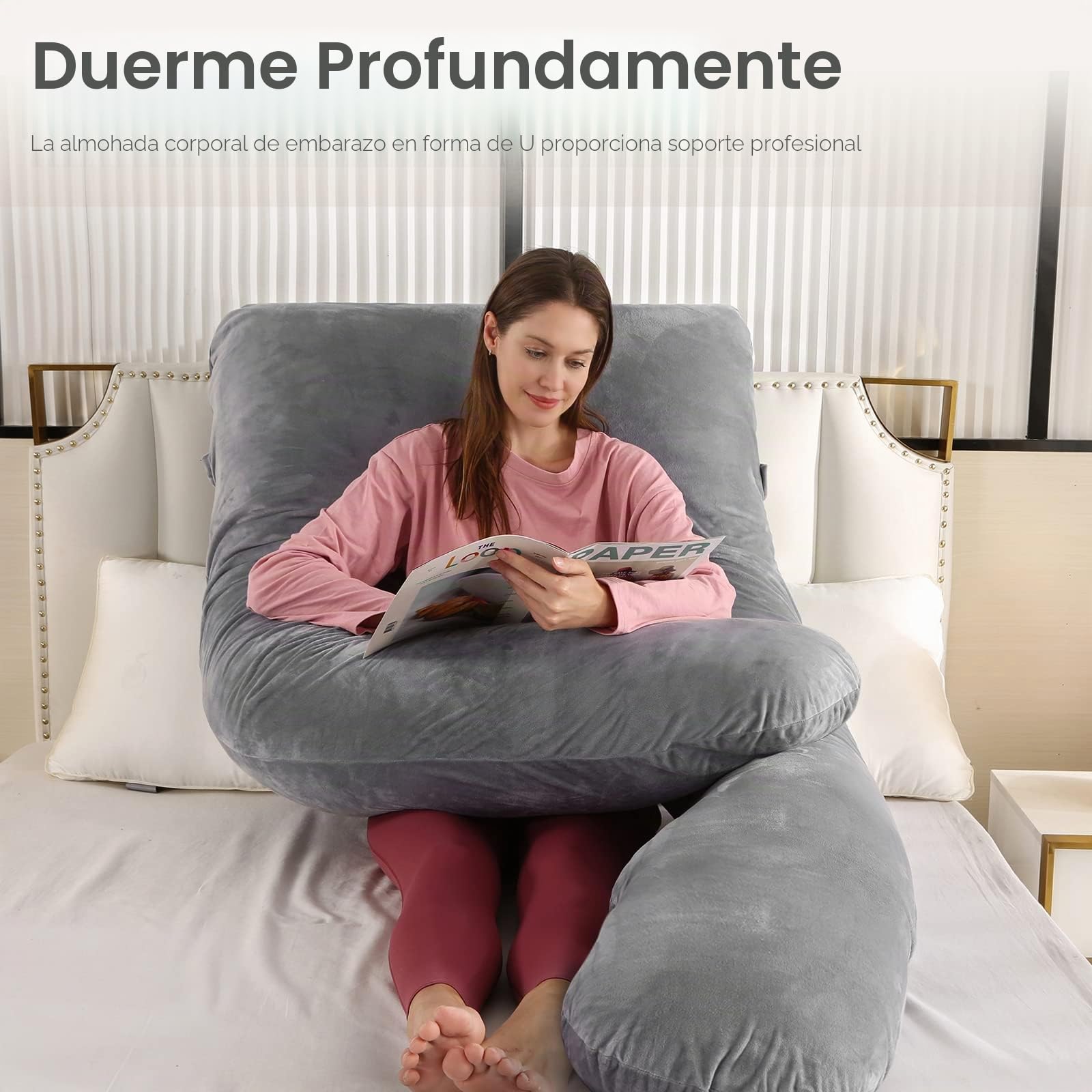 Wndy's Dream Cojín de Lactancia para Embarazo, 160 cm, XXXL en Forma de U, para Madres Grandes
