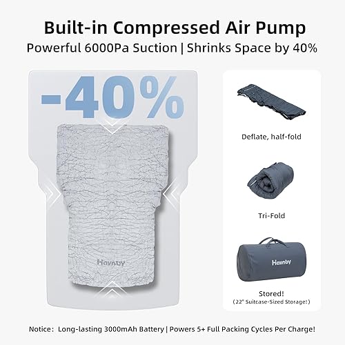 Miniatura 5 de AutoLevel - Colchón de aire de espuma SUV de 4 pulgadas para Honda CRV, cama de campamento con asiento trasero plano con bomba integrada, diseño de