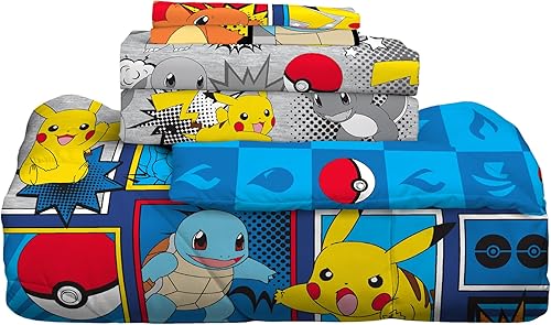 Miniatura 6 de Franco Pokemon Bedding - Juego de edredón y sábanas súper suaves con funda, 7 piezas, tamaño Queen, (producto oficial con licencia)