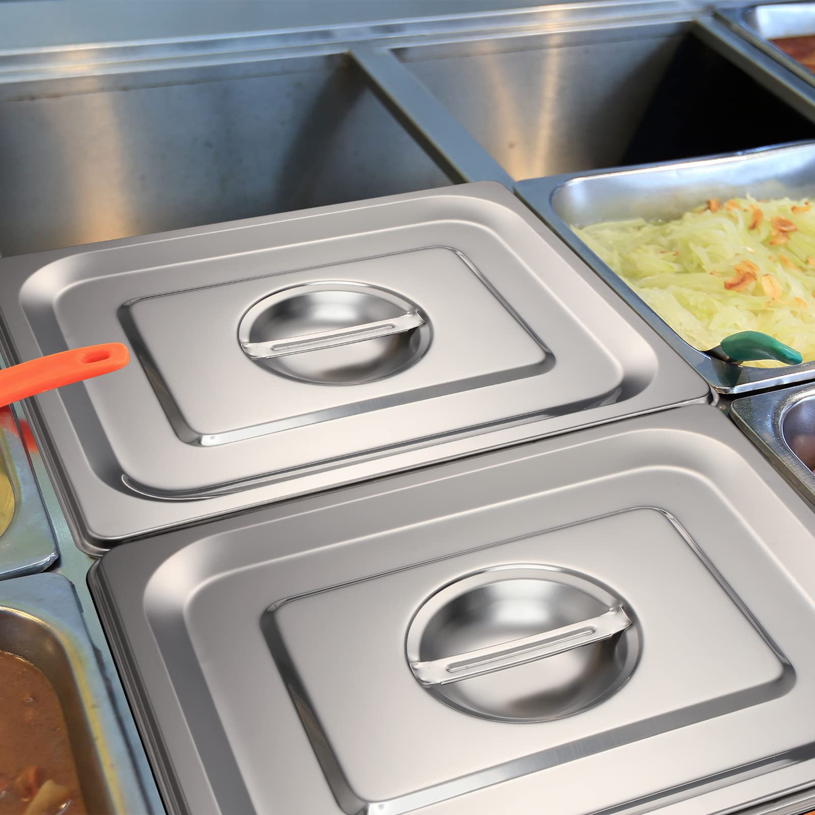 Buy 8 Pack Steam Table Pan Covers Full Size Hotel Pans Covers With Handle 0.8 Mm Thick Stainless Steel 20 8 L X 12 8 W Commercial Food Pan Lid - View #3