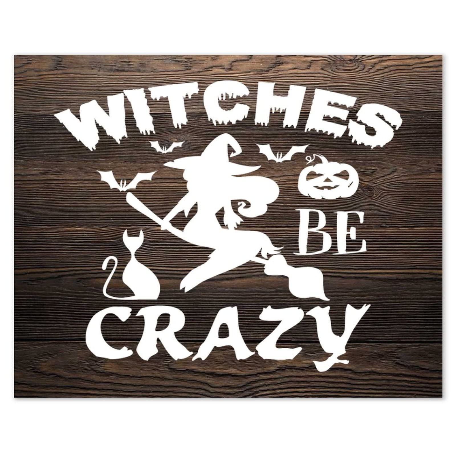 Plaque murale Witches Be Crazy bois grand format déco maison automne