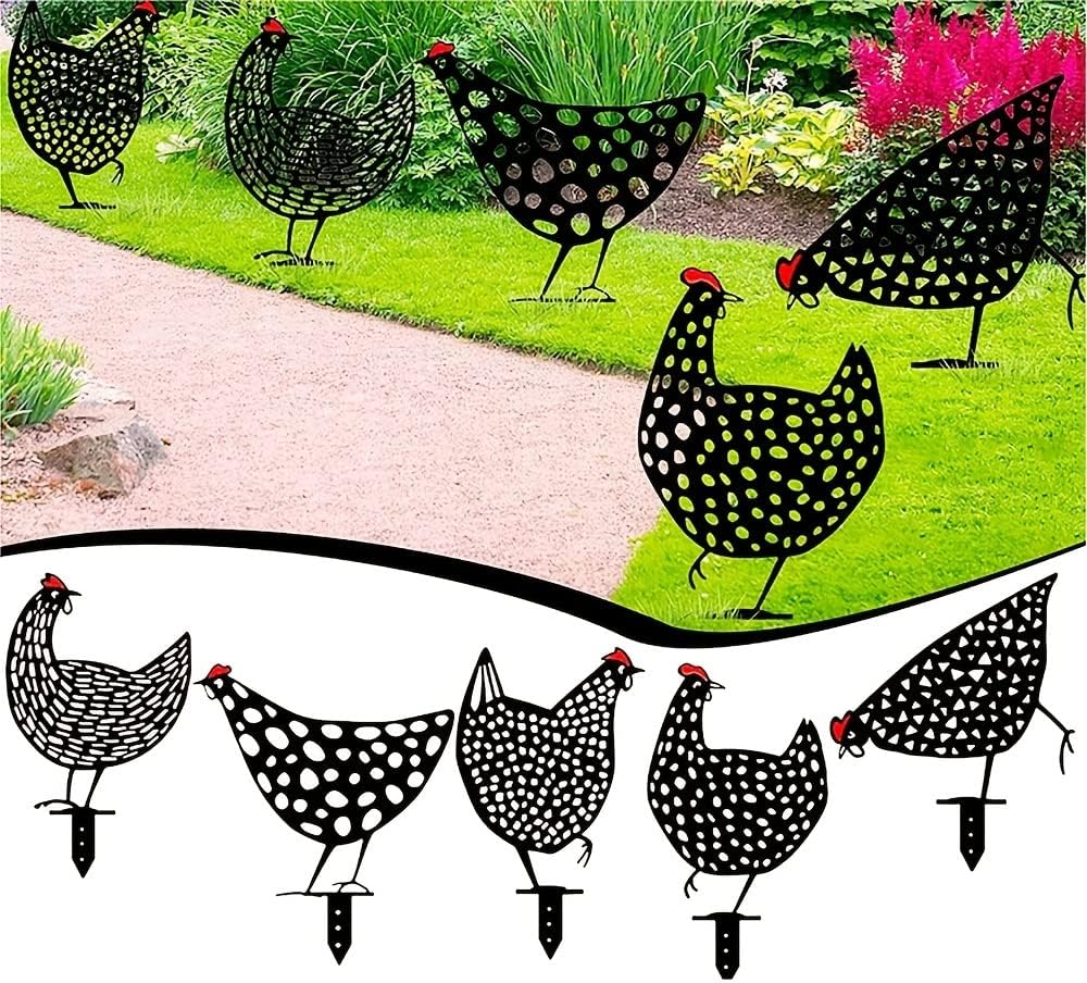 Fuvtory 5 PCS Chicken Yard Garden Decoration, Acrylic