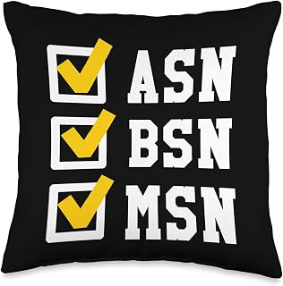 ASN BSN MSN Nursing Degree Checklist Funny Graduation Gift Throw Pillow