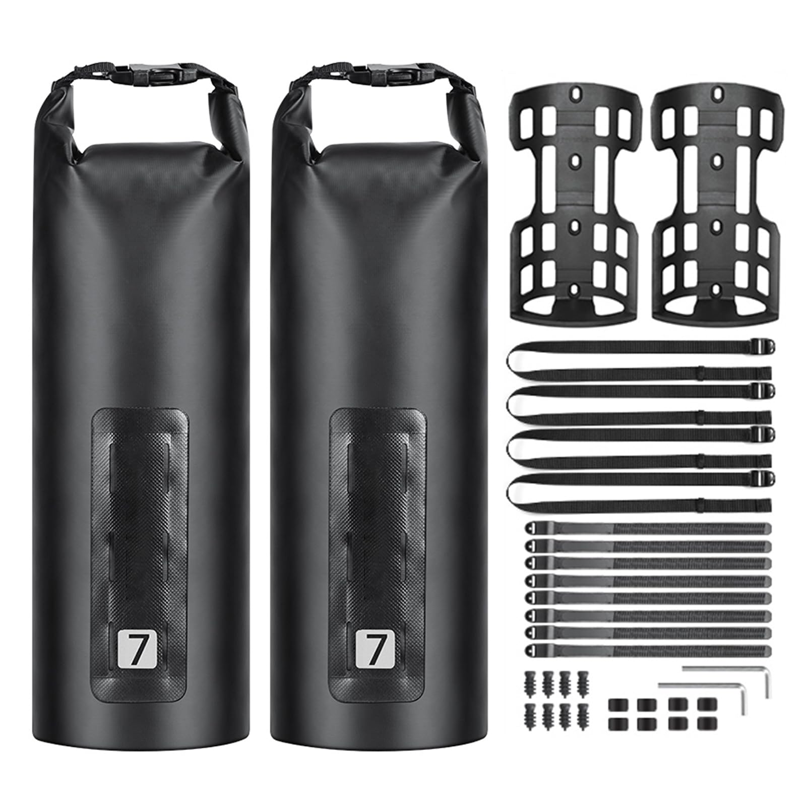 Kavolet Lot de 2 sacoches de Fourche de vélo, 3 l/7 l, imperméables, avec Haut roulable, Sac de séchage pour Porte-Bagages, imperméable, Accessoires de vélo Professionnels