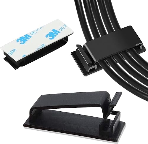 100 clips de cable autoadhesivos, organizador de cables, organizador de cables, organizador de cables para escritorio, pared, PC, automóvil, hogar,