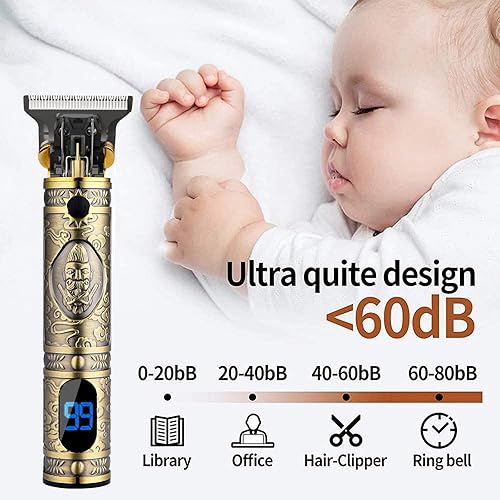 Miniatura 5 de AMULISS Cortadora de pelo profesional para hombre, sin huecos, inalámbrica, kit profesional de corte de pelo y aseo para hombres, pantalla LED