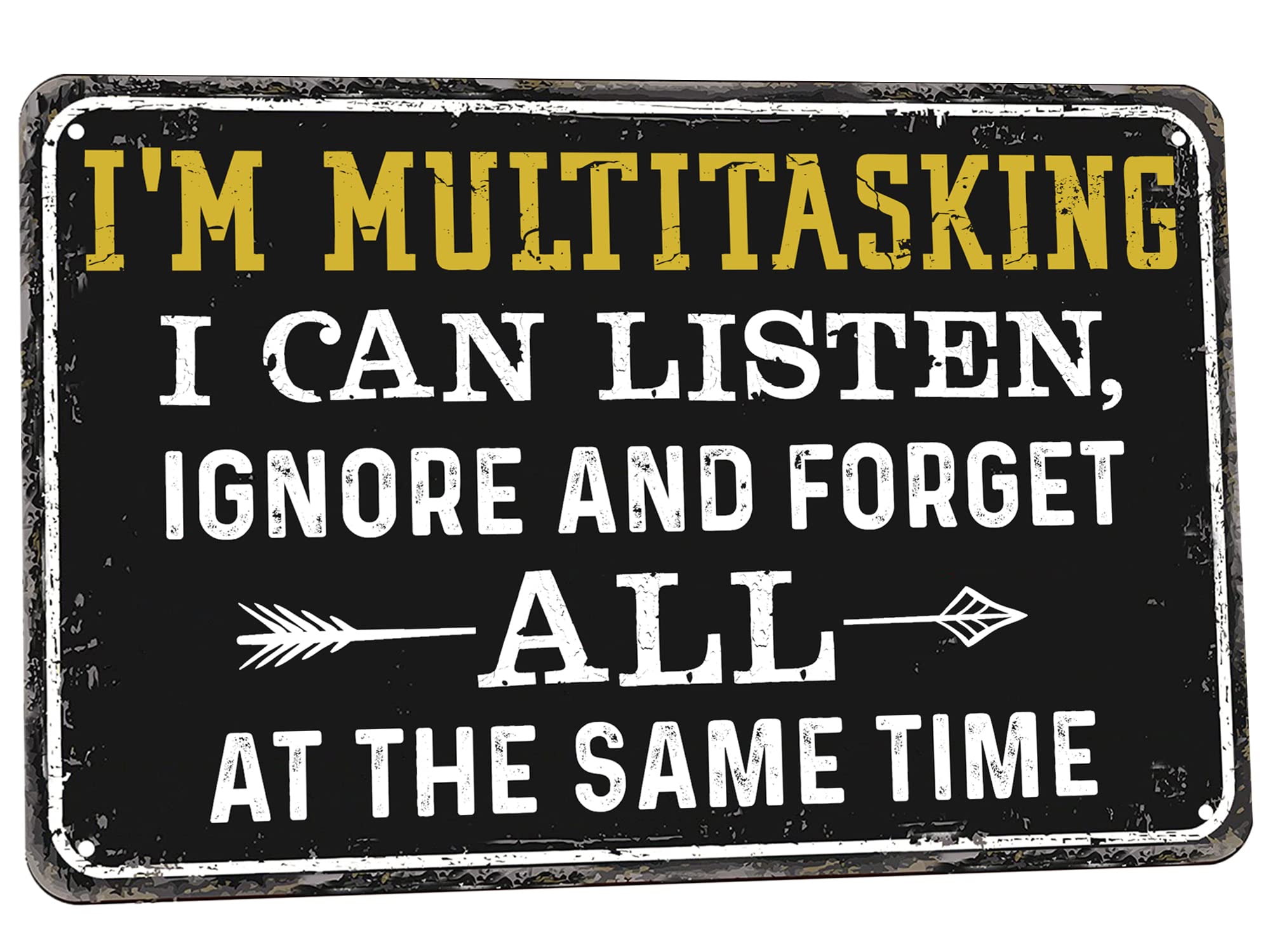 SMAZDFXX Decor' Funny Vintage Tin Signs Retro Metal Signs For Home Wall,Bar, Cafes - I'm Multitasking I Can Listen 5.5"x8"