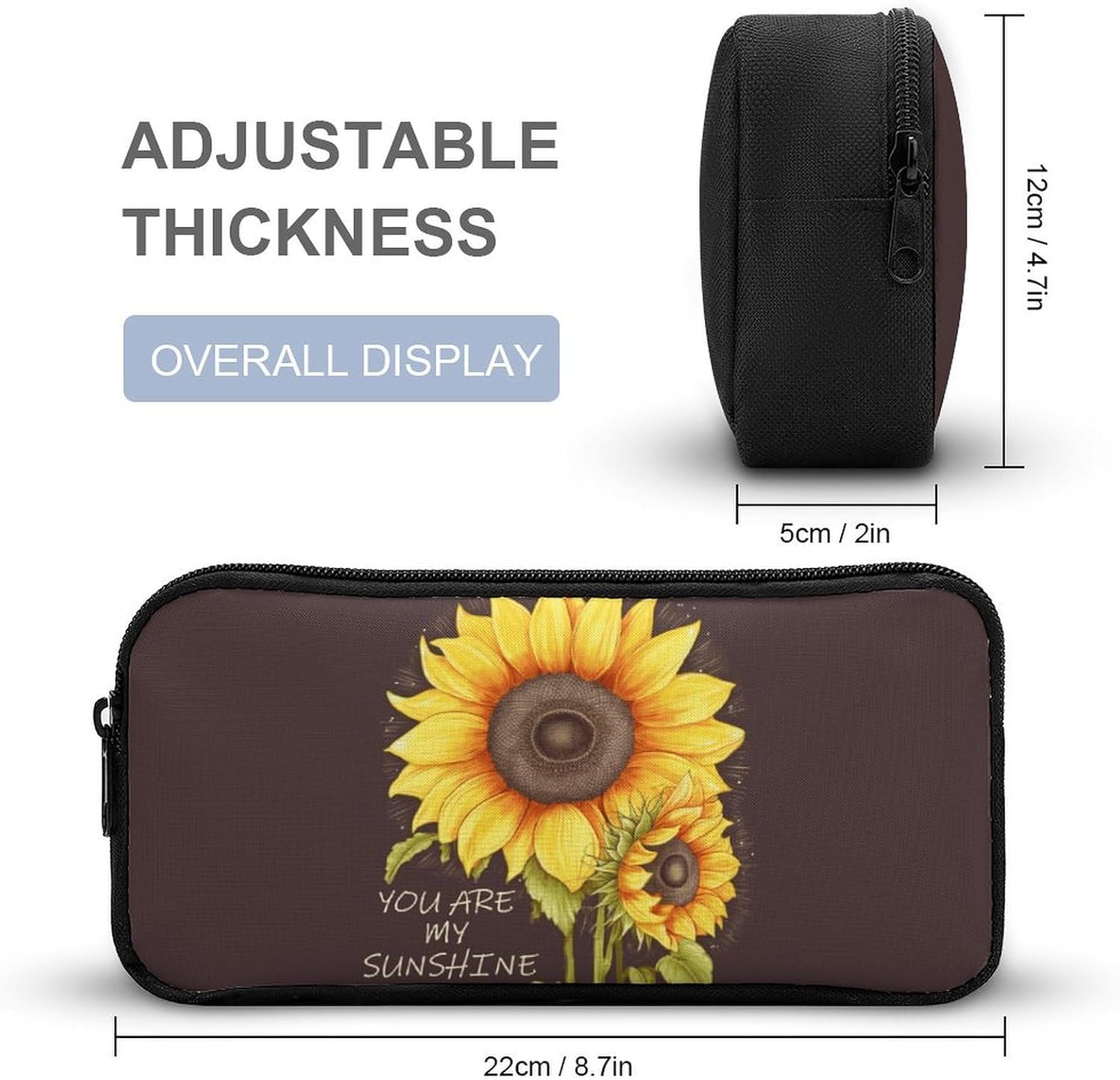 You Are My Sunshine Sunflower Pencil Pouch Soft Large Capacity Pencil Case image 2