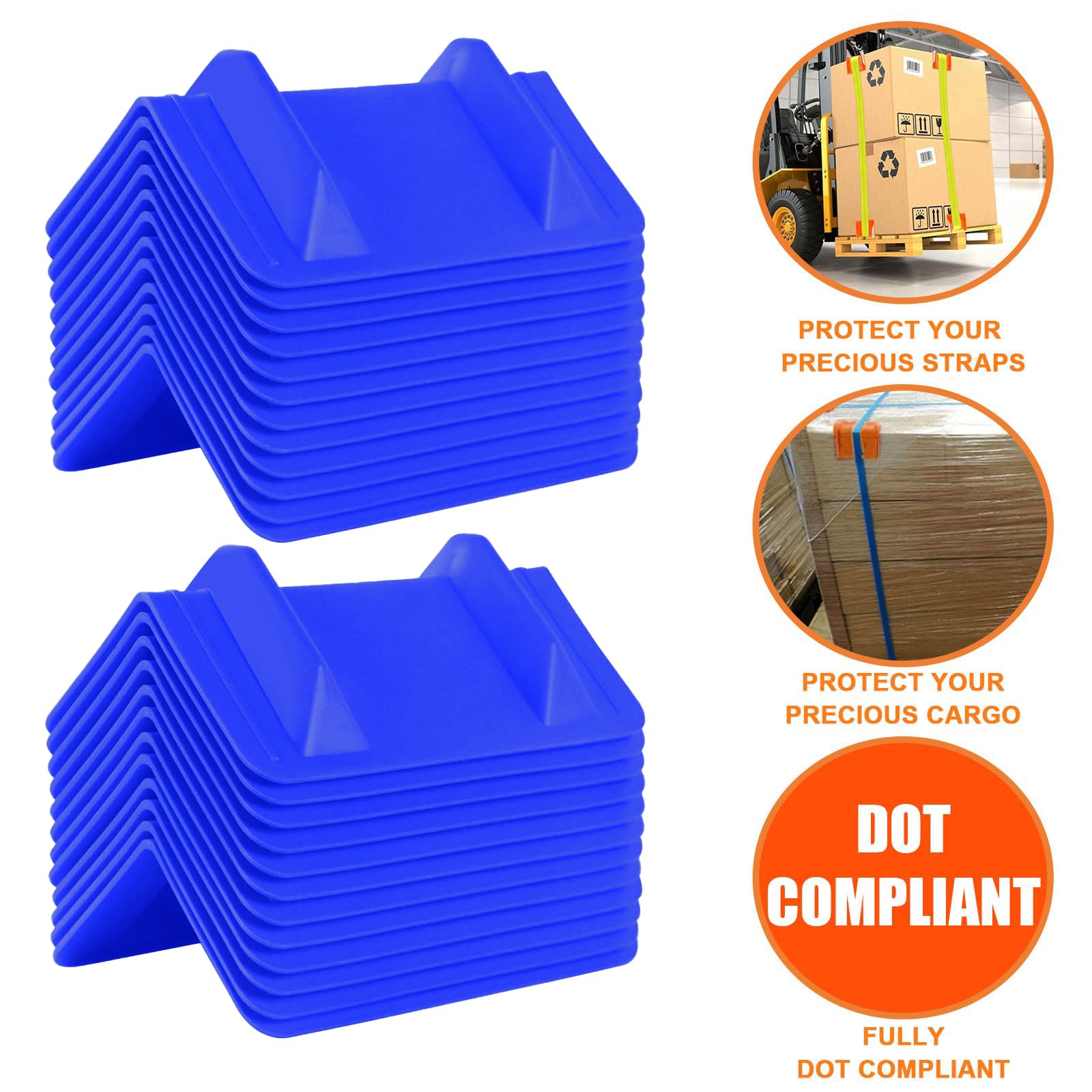 Confezione da 24 protezioni angolari piatte per spedizioni di carichi, protezioni in plastica per cinghie a cricchetto, protezioni angolari per cinghie, blu
