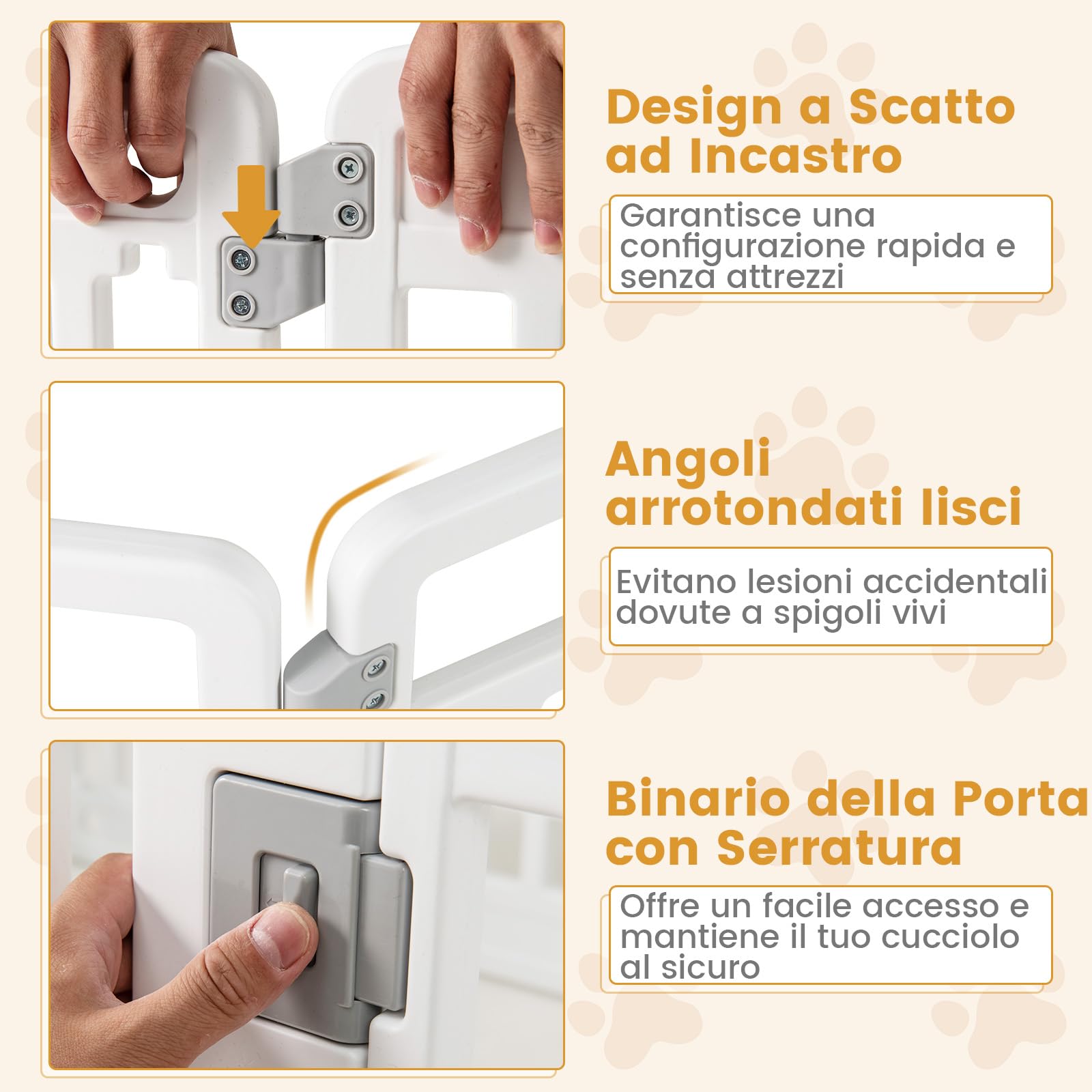 GYMAX Recinto per Animali Domestici, Parco per Cani Modulabile e Portatile con Porta Bloccabile, Interno & Esterno, Facile da Pulire, Uso Versatile con Ventose e Picchetti, 128x128x80 CM
