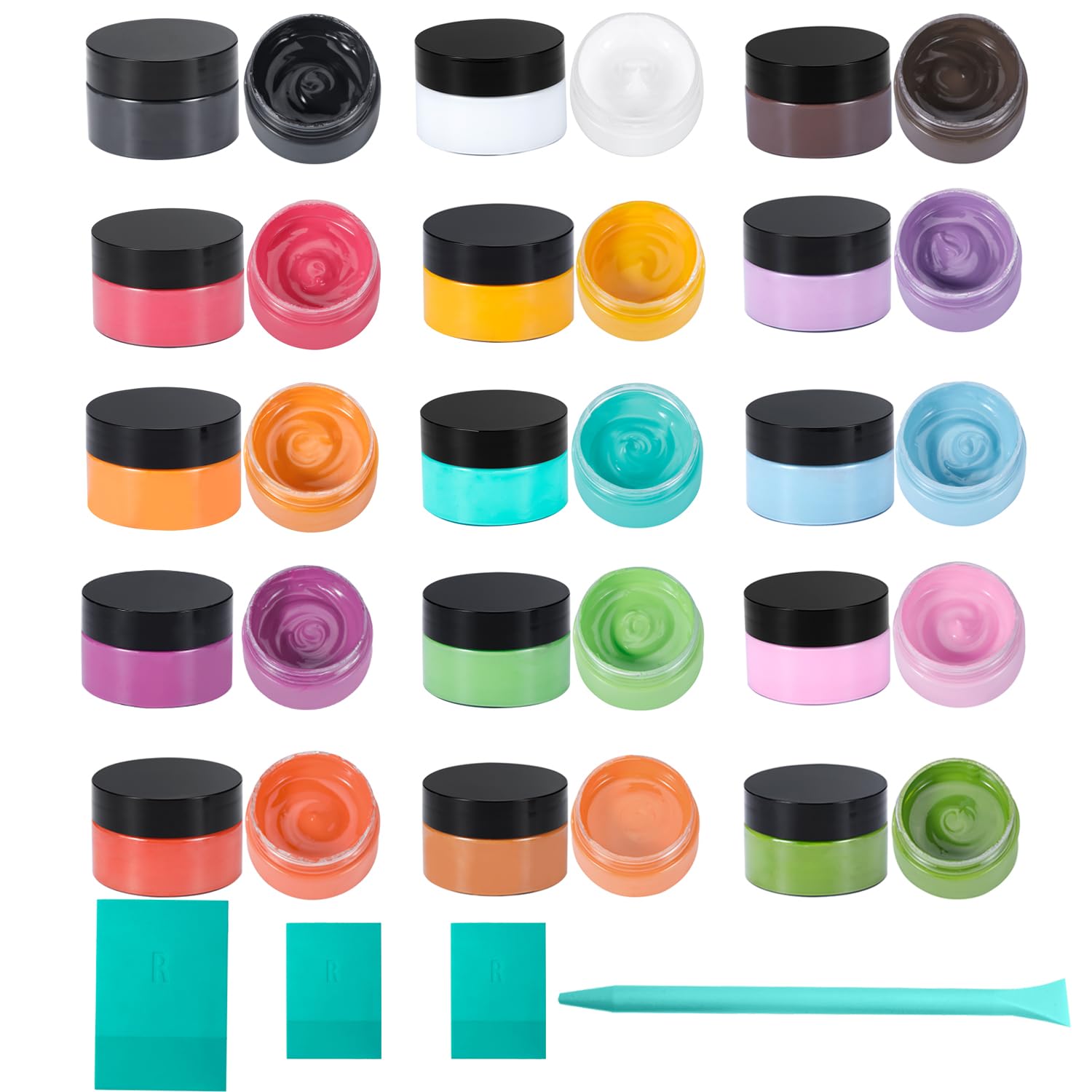 15 Chalk Paste and 4 Chalk Paste Mini Squeegees, Ink Paste Sets for Stencils, Screen Printing Paint for Drawing on Chalkboards, T-Shirts, DIY Home Decor