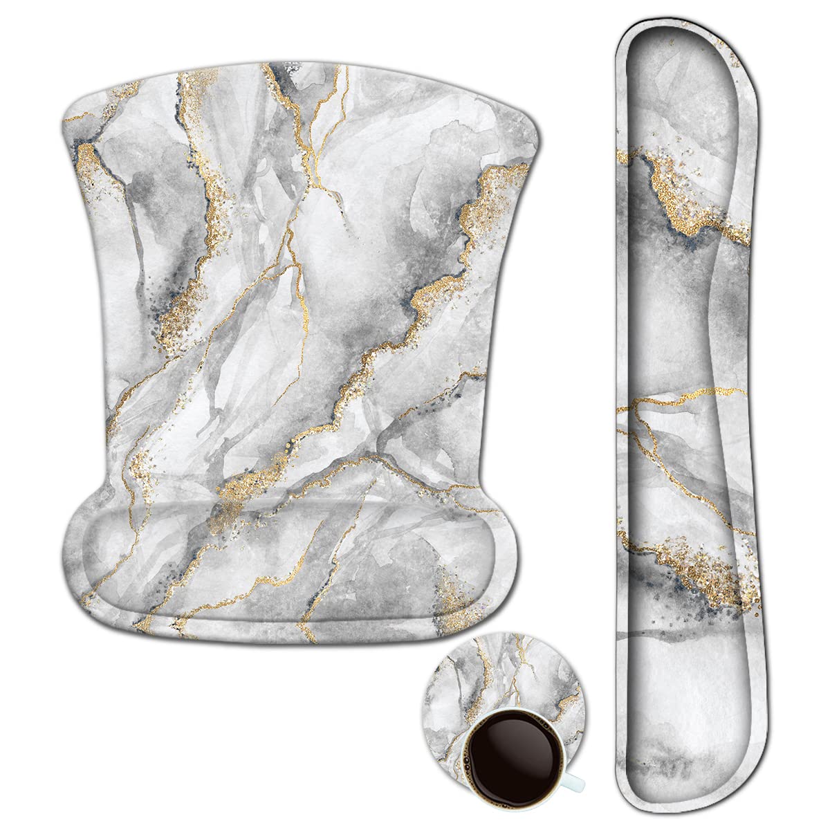 ArtSo Keyboard Wrist Rest and Mouse Pad with Wrist Support, Ergonomic Mouse Pad, Durable Comfortable for Easy Typing Pain Relief, Memory Foam Keyboard