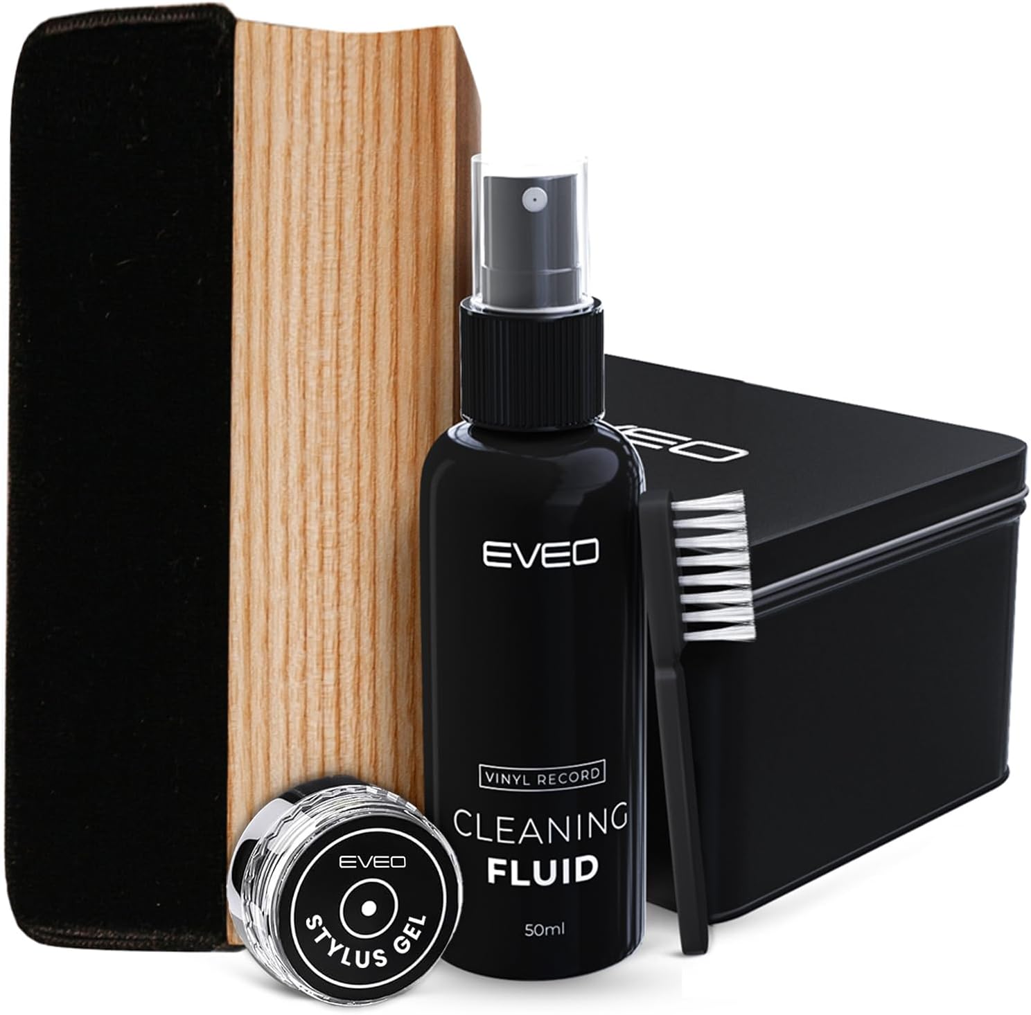 Vinyl Record Cleaning Kit - 4-in-1 Premium Vinyl Record Cleaner & Vinyl Cleaning Kit with Velvet Brush, Vinyl Cleaner Liquid, Duster & Turntable Stylus Gel