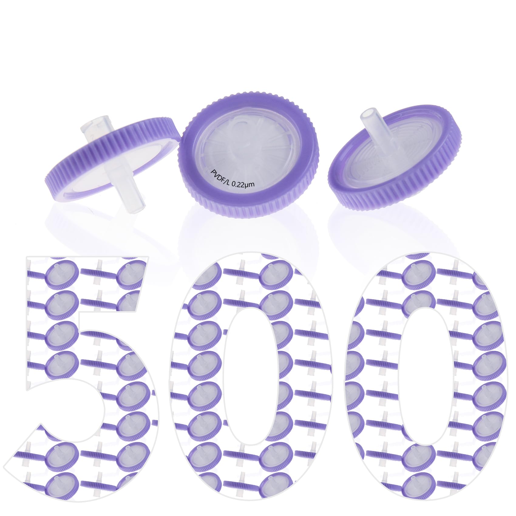 500Stk/Beutel PVDF Spritzenfilter Hydrophile 0,22 μm Porengröße, 25 mm Membran Durchmesser, Labor-spritzenfilter, HPLC und GC spritzenfilter