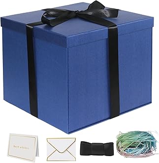 YINUOYOUJIA Large Gift Box 12x12x10 Inches,Blue Gift Boxes for Presents,Birthday Box,for Packaging,Valentine's Day,Mother's Day,Christmas,Anniversaries,Family or Business.