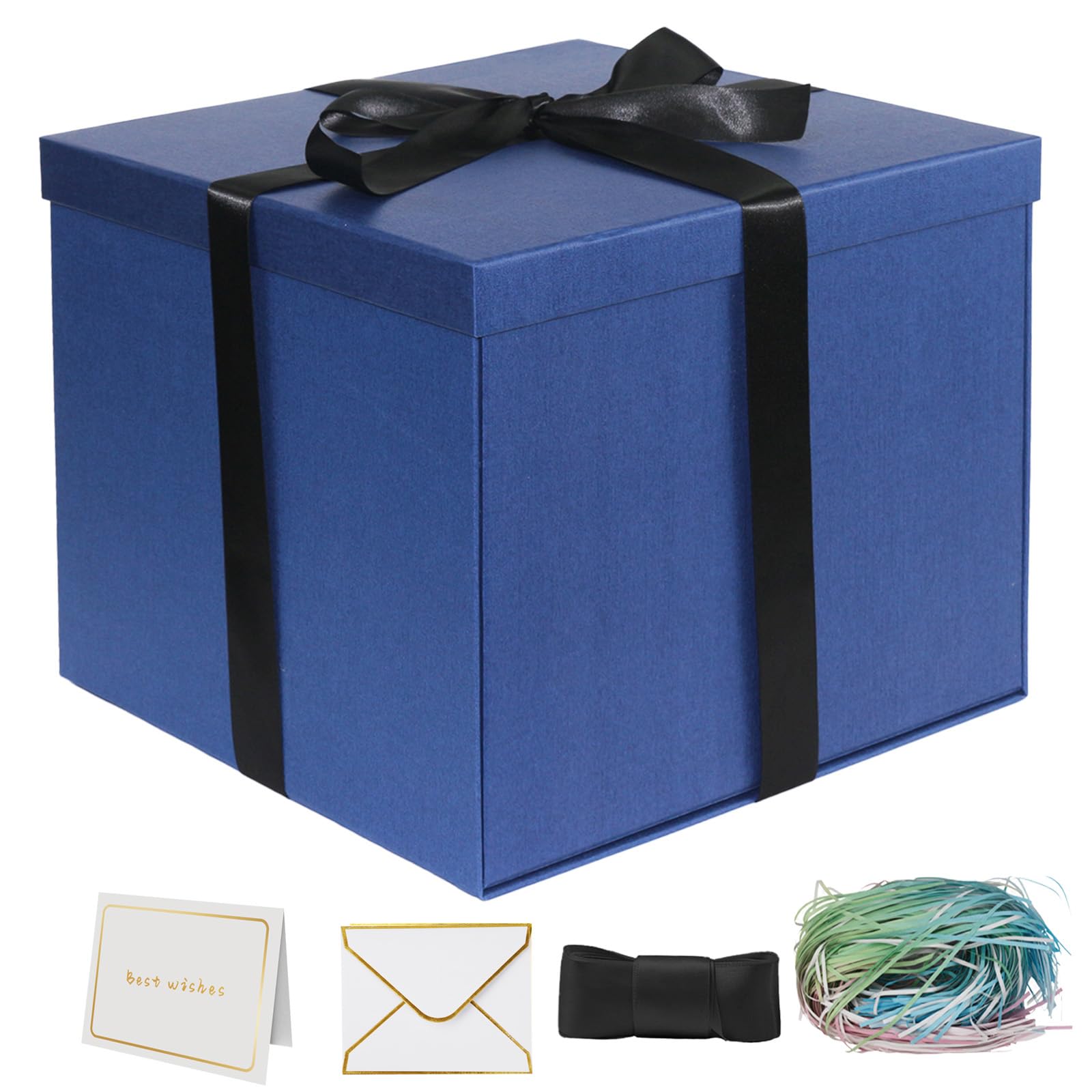 YINUOYOUJIA Large Gift Box 12x12x10 Inches,Blue Gift Boxes for Presents,Birthday Box,for Packaging,Valentine's Day,Mother's Day,Christmas,Anniversaries,Family or Business.