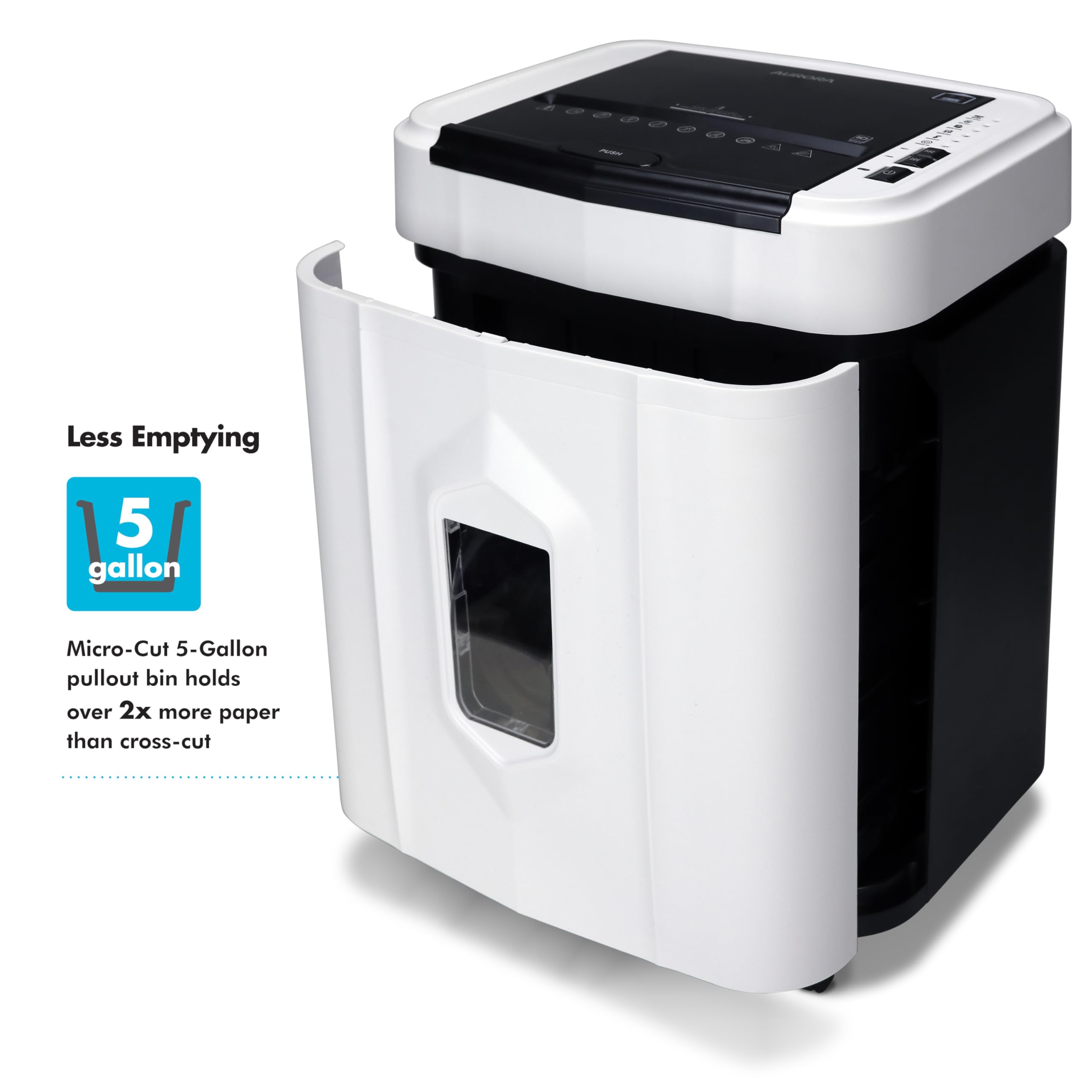 Aurora Professional Grade 120-Sheet Auto Feed Micro-Cut Paper and Credit Card Shredder with 5 Gallon Pullout Basket / 30 Minutes/Security Level P-4 (White/Black)