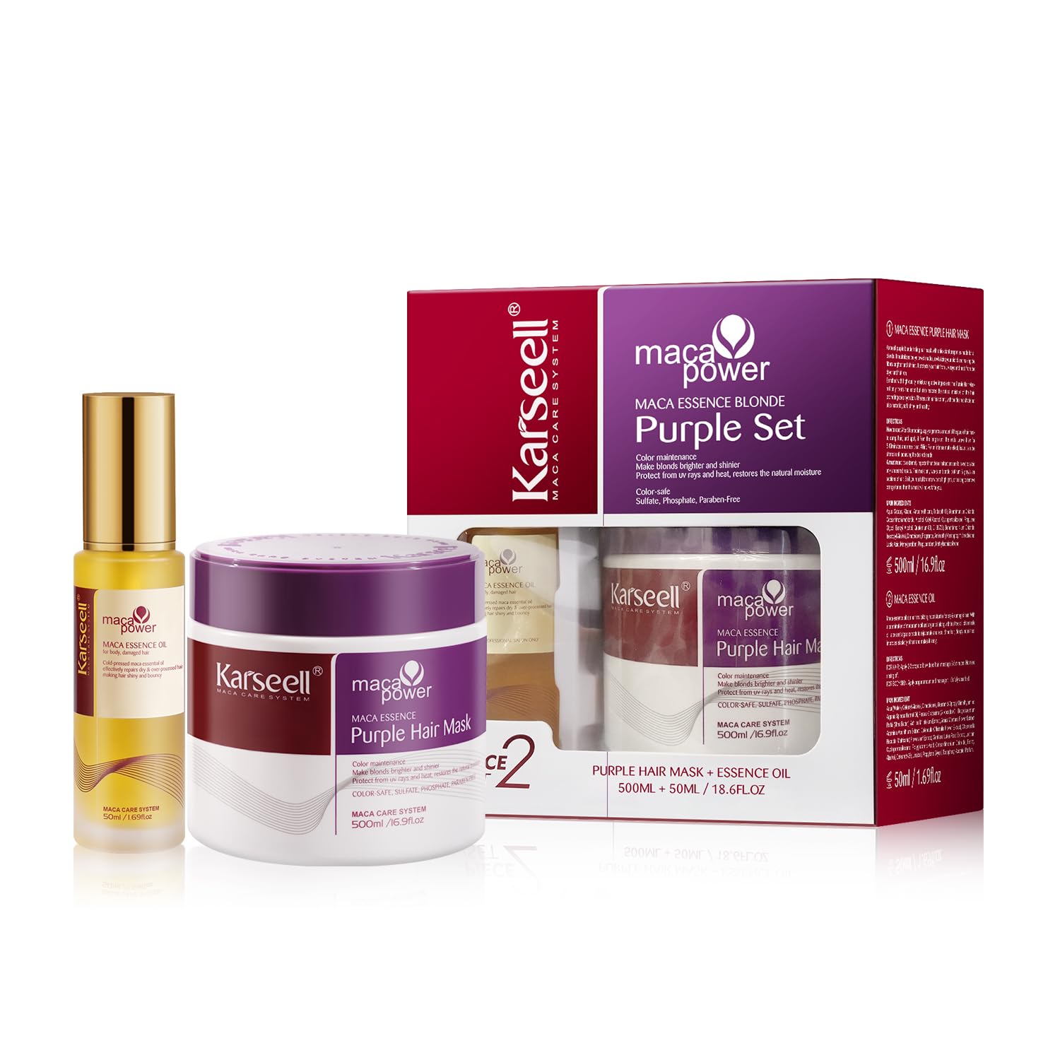 Karseell Purple Hair Mask with Hair Oil Moroccan Argan Oil Set