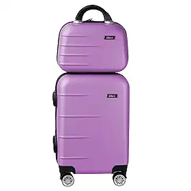 Kit Mala de Bordo Silent Ipanema + Frasqueira - Padrão ANAC | Rígida em ABS | 4 Rodas Duplas 360° | Cadeado Numérico Integrado | Leve e Resistente (Lilás Candy)