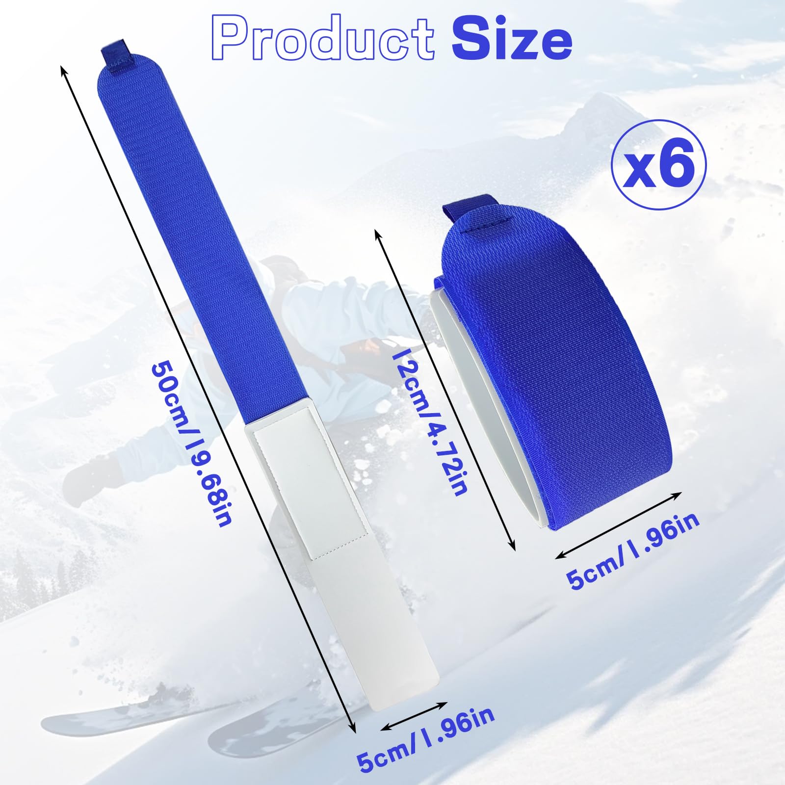 6 Pièces Sangle de Ski, Ski à Sangle de Transport Réglable, Bande de Fixation Nylon, Ajustable Skis Attaches pour Snowboard, L'alpinisme, en Plein Air