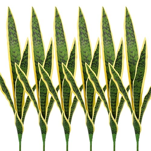 Melorca&Guilla Artificial Plants 6PCS 30“Tall Faux Snake Plant,Fake Snake Plants