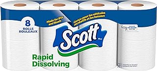 Scott Rapid-Dissolving Toilet Paper, 8 Double Rolls, Sustainable, Septic-Safe, RV Toilet Paper