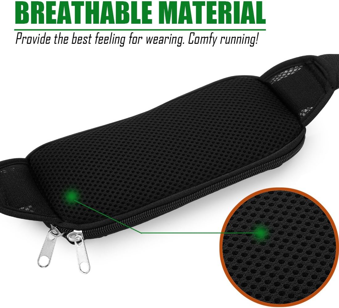 USHAKE Running Belt with Extender Belt, Bounce Free Pouch Bag, Fanny Pack Workout Belt Sports Waist Pack for Apple iPhone Samsung Note Galaxy in Running Walking Cycling-05BK - Image 3