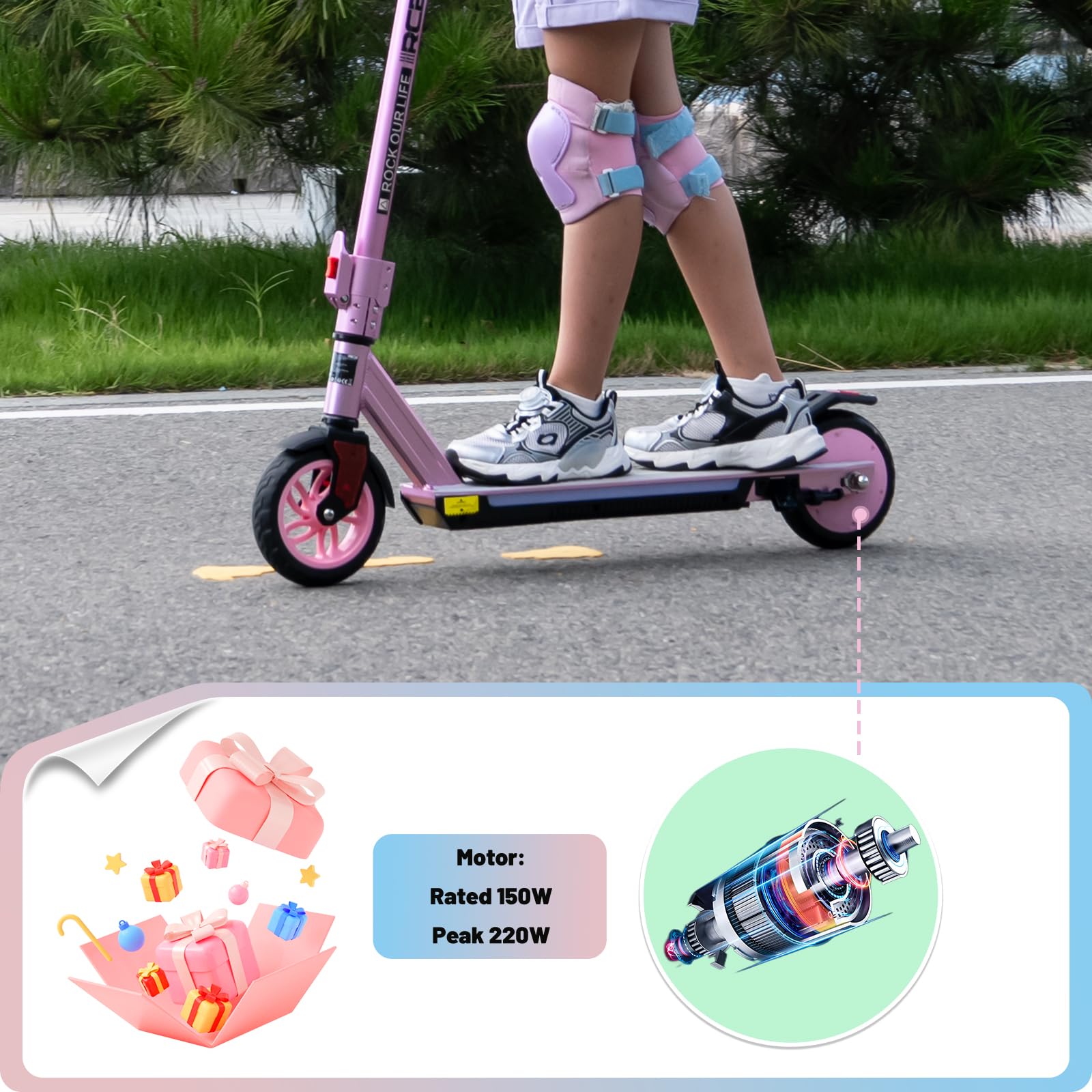 R12 Pro Trottinette Électrique Enfant 6-12 Ans, E-Scooter 150W, 3 Vitesses, 18km/h, Autonomie 15 km, Réglable Hauteur, Lumières LED&Écran, Trottinette Électrique Pliable et Légère 7"