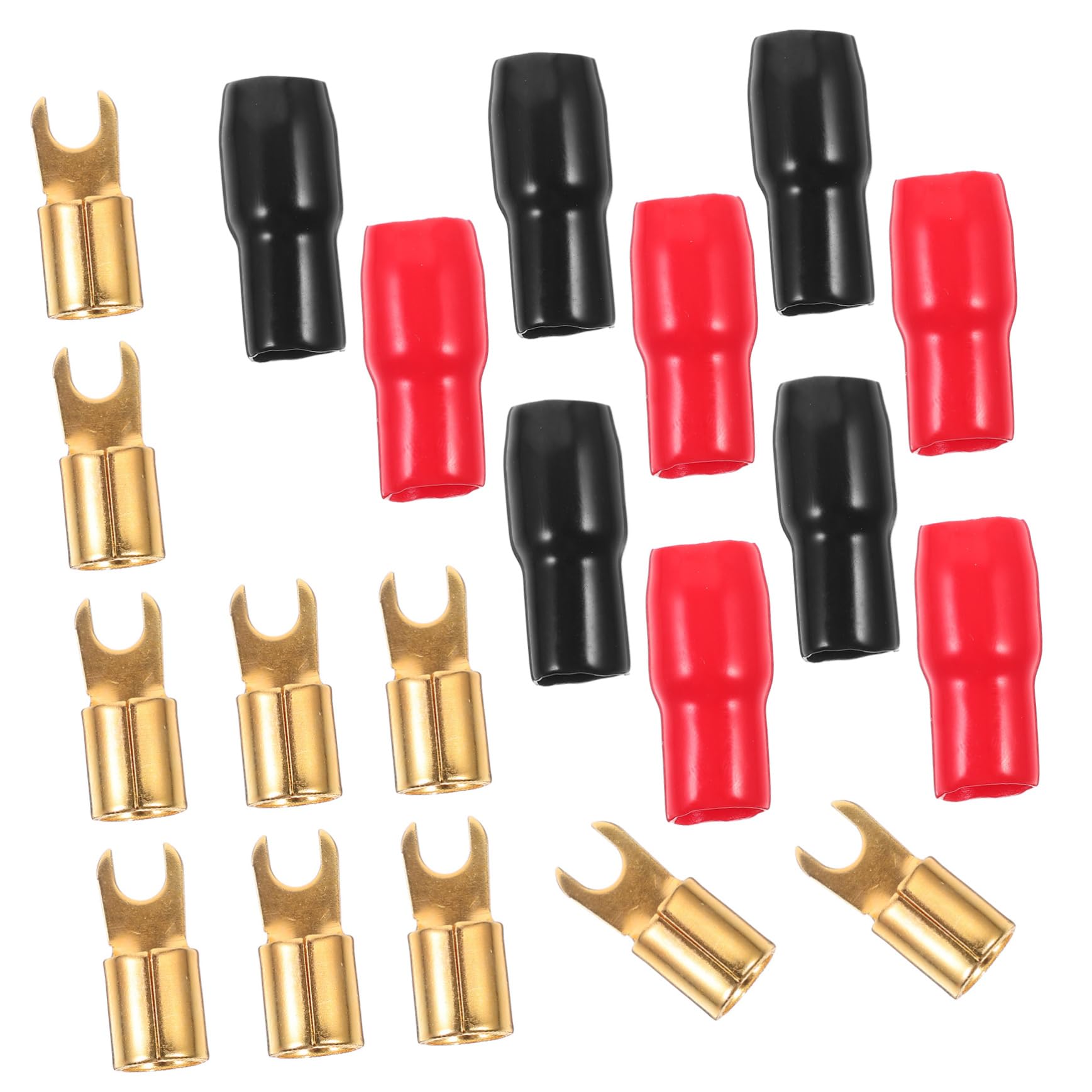 VILLFUL 5 Pairs Copper Spade 4 Gauge Spade Speaker Wire Adapter Spade Terminal 4 Gauge Speaker Wire Connectors Wire Crimp Connector Wire Crimp Terminal 2 Gauge Fork Terminal Connector