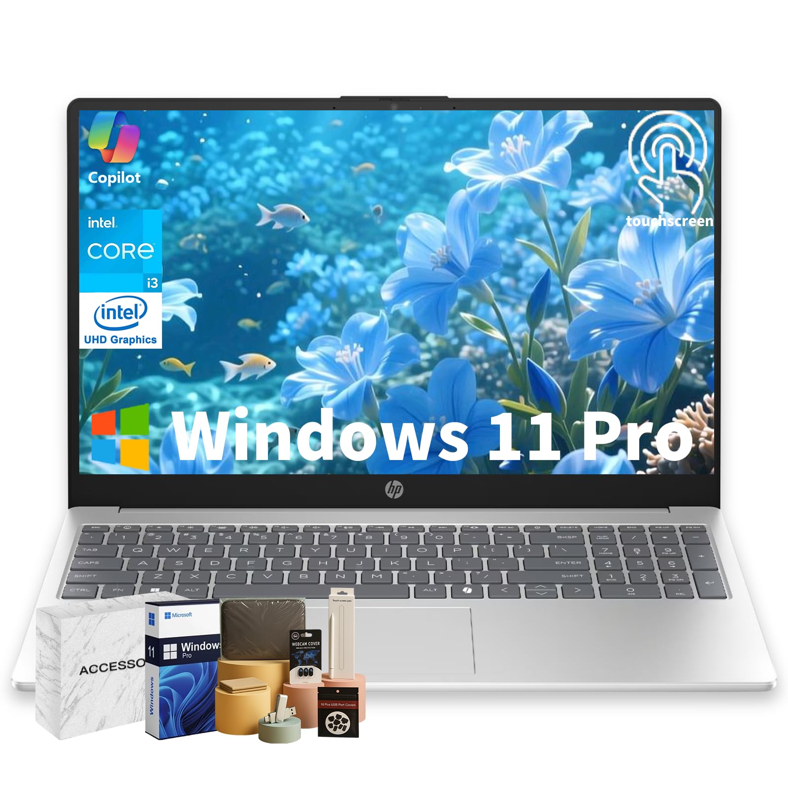 2025 Flagship Touchscreen Laptop Computer for Business & Student, Intel i3-1315U(Up to 4.5GHz), 64 GB RAM - 2 TB SSD, 15.6" 250 nits Anti-Glare Display, Copilot-AI Chat, Windows 11 Pro