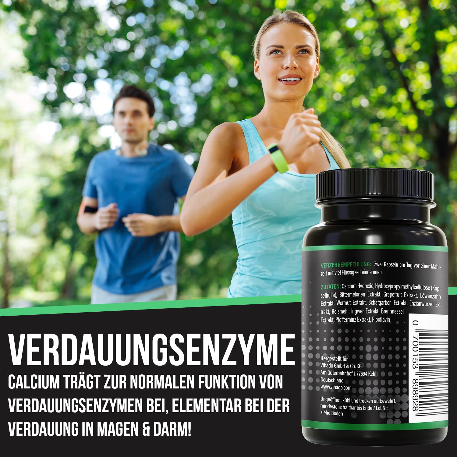 BRNR BITTER BRNR Bitterstoffe Formel und Stoffwechsel Komplex mit Vitamin B2, Verdauungsenzyme mit Calcium, Alternative zu Bitterstoffe Tropfen, 120 Kapseln