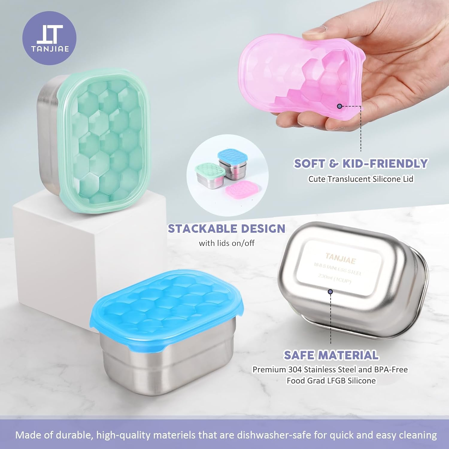 Snack Pro - Small (1 CUP) Stainless Steel Snack Containers for Kids | Easy Open Leak Proof Food Containers with Silicone Lids - Perfect Metal Toddler Lunch Box for Daycare and School (8oz) - Image 5