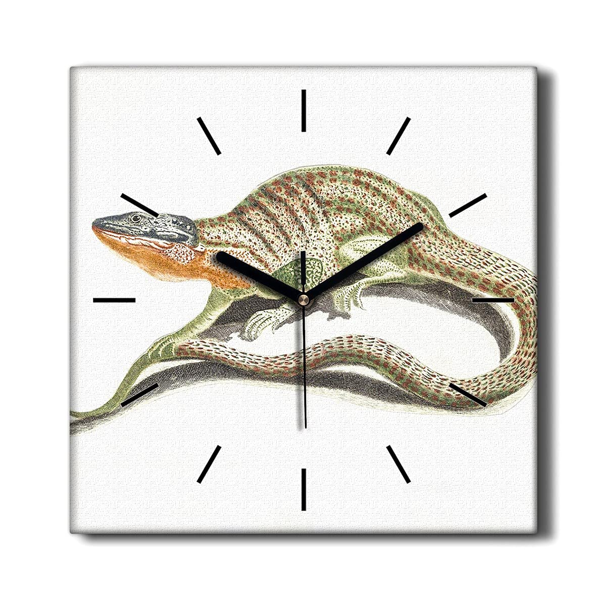 Horloge murale sans tic-tac lézard pour la décoration du salon tableau sur toile 30x30