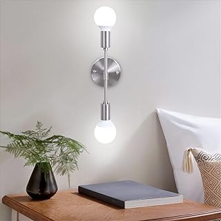 ASHUAQI Modern Wall Lights Living Room, 2-Light Indoor Nickel Wall Lamp for Bedroom, Hallway, Kitchen, Vanity, Mirror Cabinet