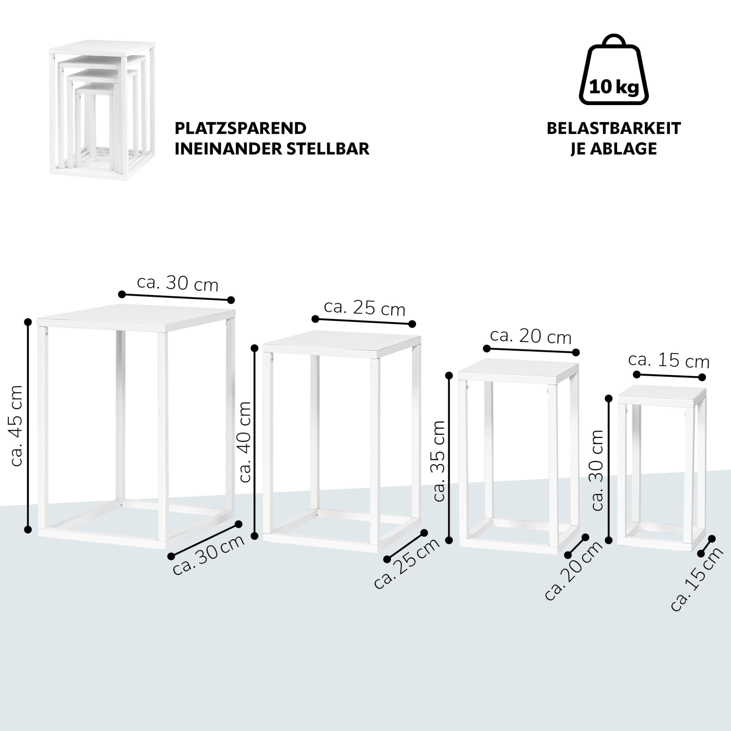 bremermann Blumenhocker 4er-Set, Metall-Pflanzenständer, moderne Blumensäule ideal für Wohnzimmer, Flur und Büro, stabiles und platzsparendes Regal für Dekoration und Zimmerpflanzen