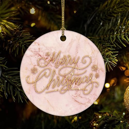 Vista 9 de Two-Side Printed Merry Christmas Marble Ceramic Christmas Ornament, Novelty for Family Friends Kids, Natural Marble Christmas Keepsake Pendants