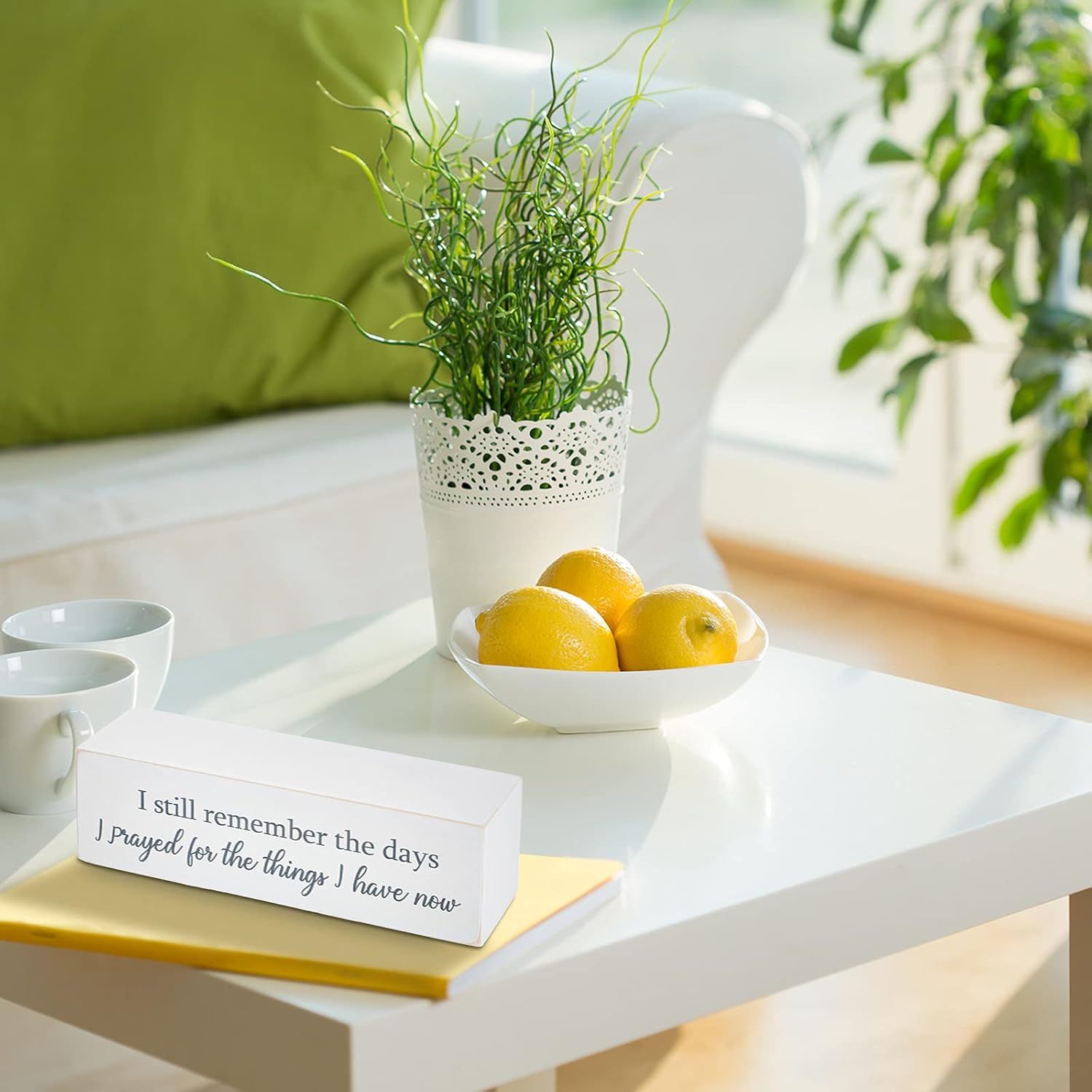 I Still Remember The Days I Prayed Sign Rustic Wooden Farmhouse Christian Decor Wooden Religious Plaque Christian Home Prayer Block Sign for Office Tabletop Tiered Tray Decor (White) - Image 5