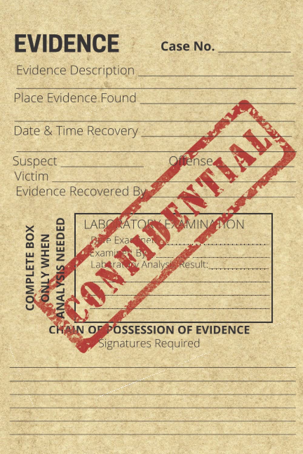 Confidential Evidence Folder Lined 6x9 Notebook 120 Pages For Daily Logbook, Journal, Diary, Notepad For School/Home
