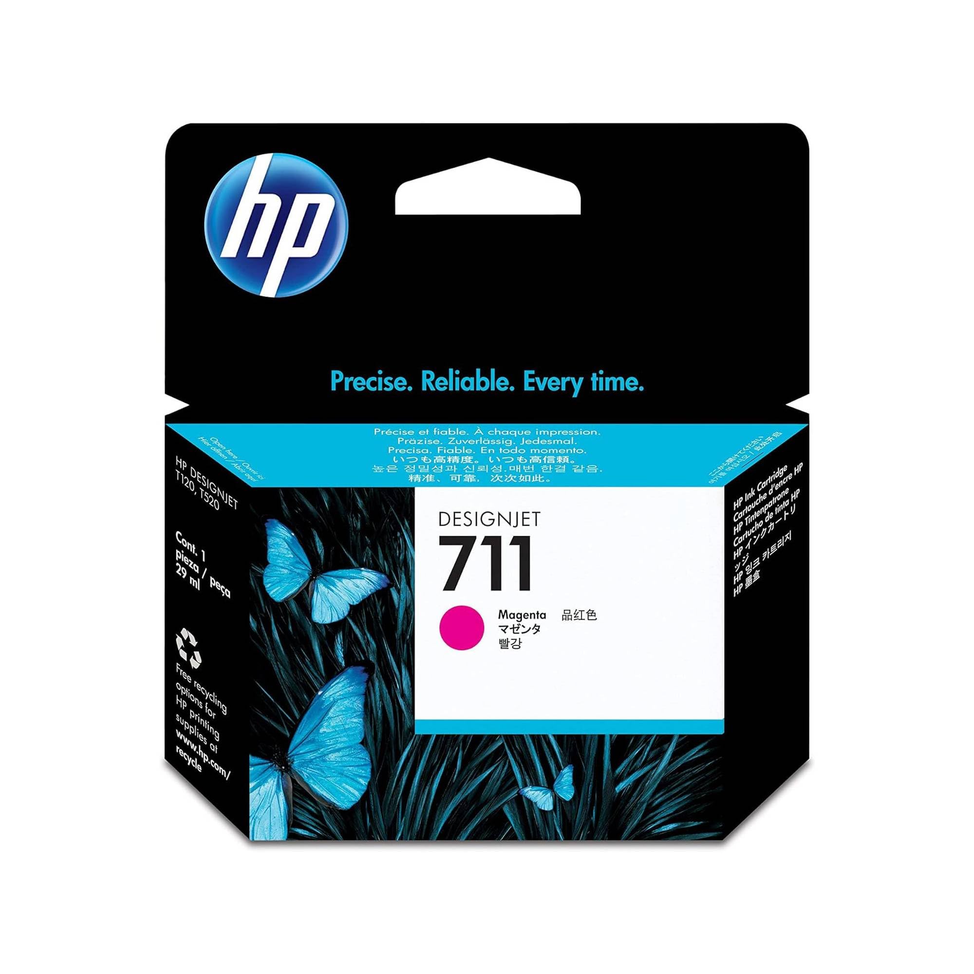 HP 711 CZ131A, Cartuccia Originale, Compatibile con Stampanti DesignJet T120, T125, T130, T520, T525, T530 e Testina di Stampa DesignJet HP 711, Magenta