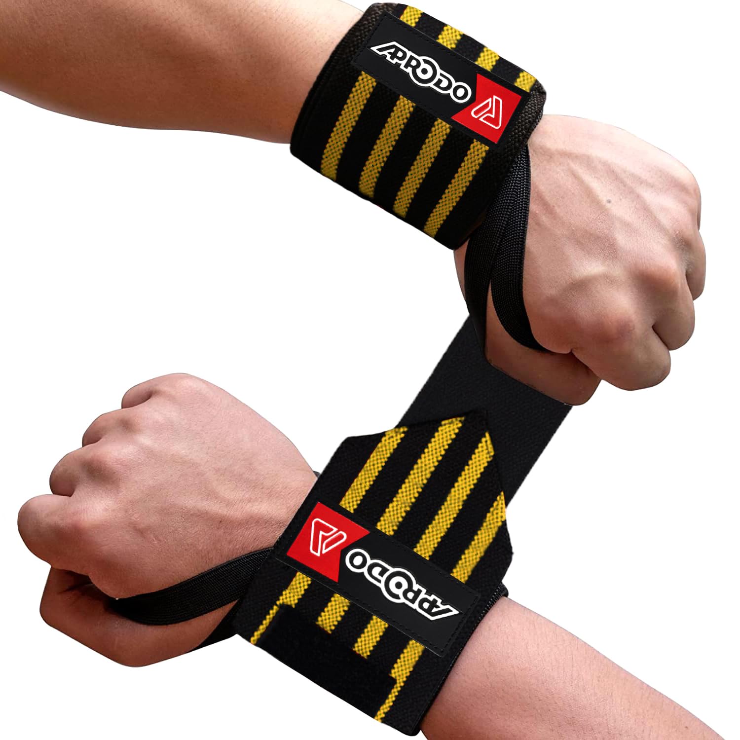 Aprodo Cotton Wrist Wraps With Thumb Loops - For Men & Women One Size Fits All (BLACK YELLOW) (B098XNN1LJ) Amazon Price History, Amazon Price Tracker